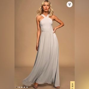 LULU’S Air of Romance Grey Maxi Dress